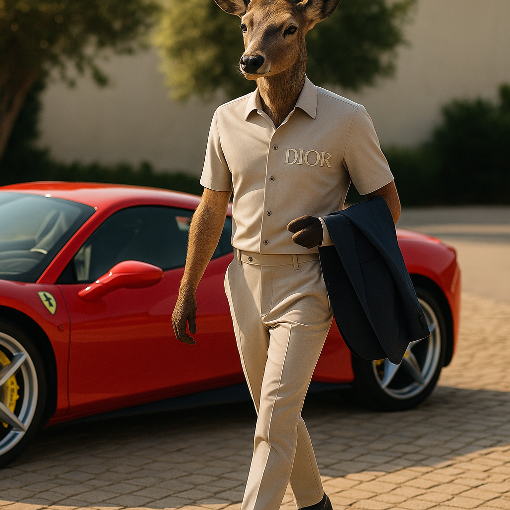 Mr. Deer with Ferrari